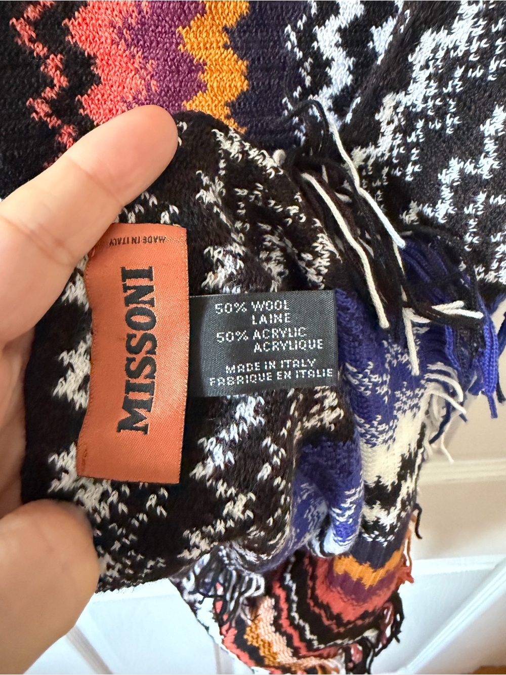 Authentic Missoni Fall Colourway Chevron Knit Wool Scarf